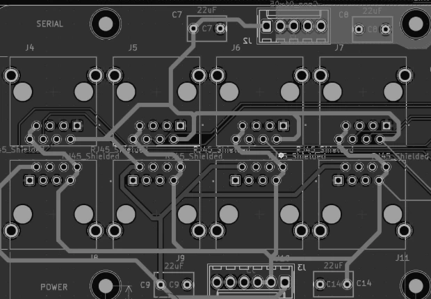Layout view of the servo driver board that drives the blinders