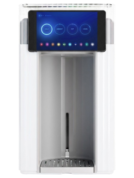 Main screen with cold, ambient and hot water and the users button