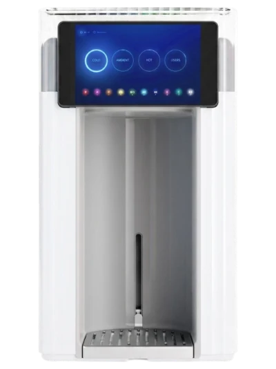 Main screen with cold, ambient and hot water and the users button