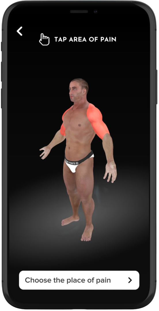 Selecting the area of pain on a three-dimensional body model
