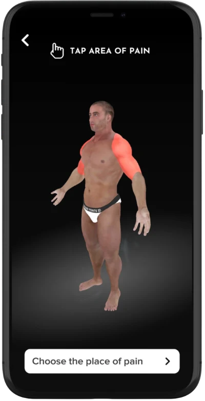 Selecting the area of pain on a three-dimensional body model