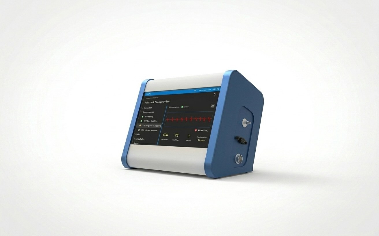 The NIBRA-CS unit with a test in progress on its touchscreen