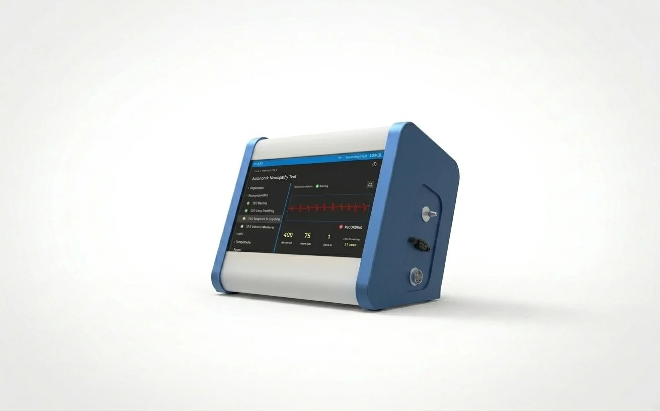 The NIBRA-CS unit with a test in progress on its touchscreen