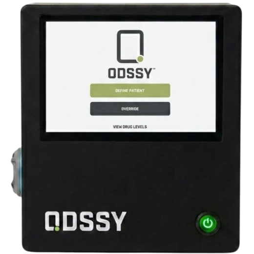 ODSSY home screen offering define patient, override and view drug levels